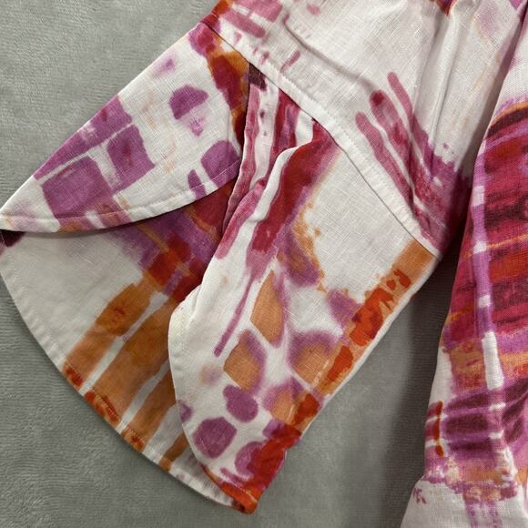 Ali Miles 100% Linen Blazer Top Women’s Size 1X Colorful Artsy Art to Wear - Picture 5 of 12